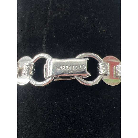 Sarah Coventry Silver-Tone Textured Circle Link Bracelet 7 Inch Vintage Jewelry - Picture 4 of 6